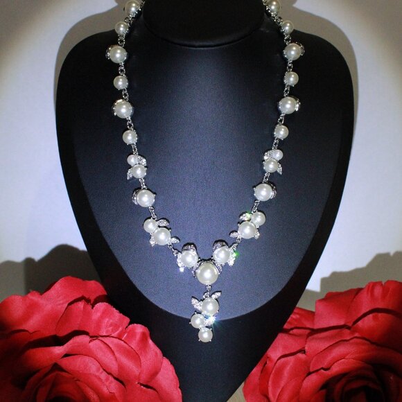 Charter Club Jewelry - Charter Club Faux Pearl and Clear Rhinestone Necklace.